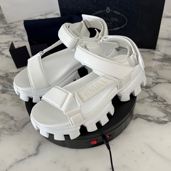Prada 2x3077 Nappa Sport White Leather Men\'s Sandal, US 10.5 (UK-9.5)‎ main image 4